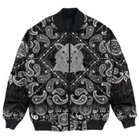 Viking Bomber Jacket Grizzly Bear Head With Ancient Pagan Valknut with Bandana Paisley Style RLT12 - Wonder Print Shop