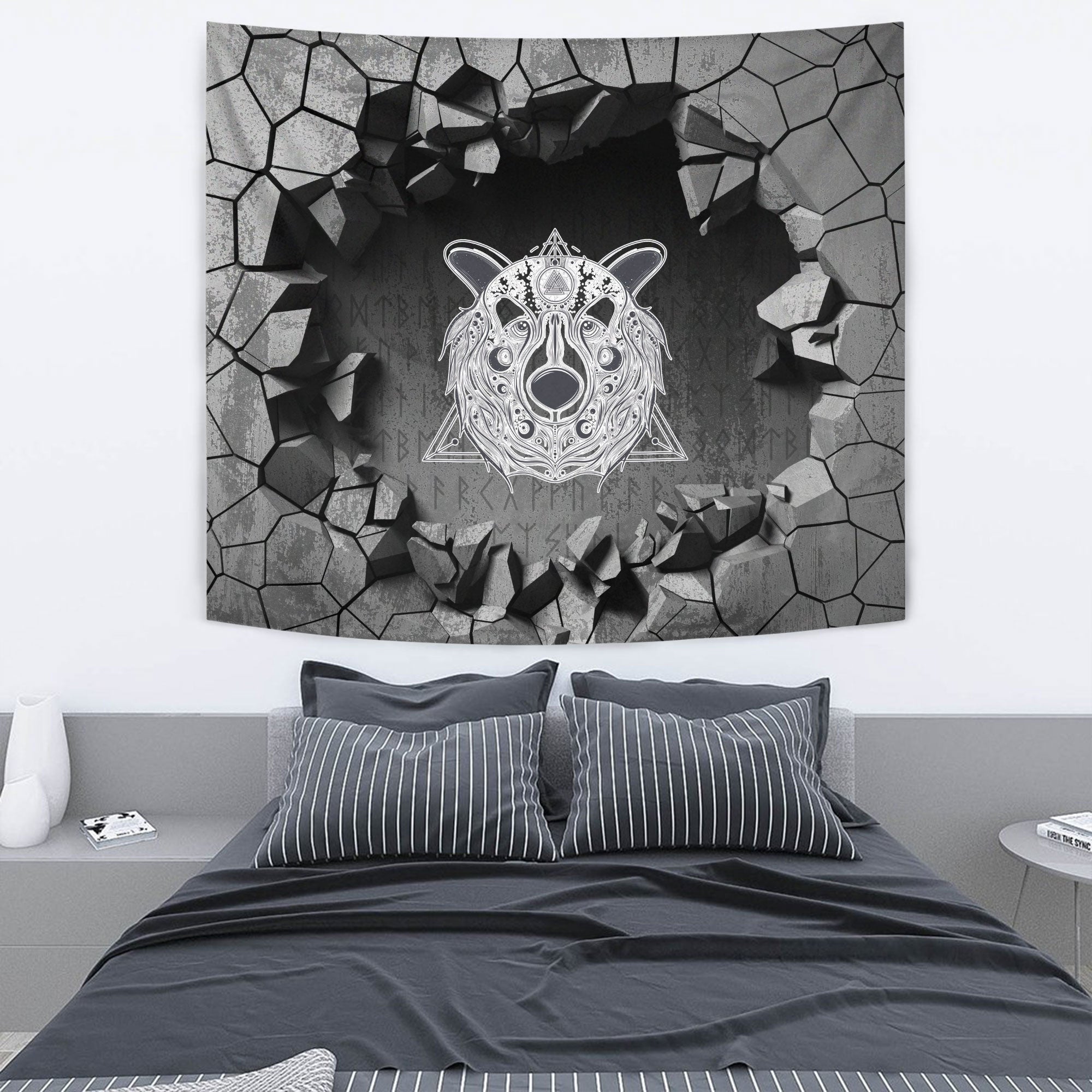 Viking Tapestry - Great Dragon Head With Horns Tapestry RLT12 - Wonder Print Shop