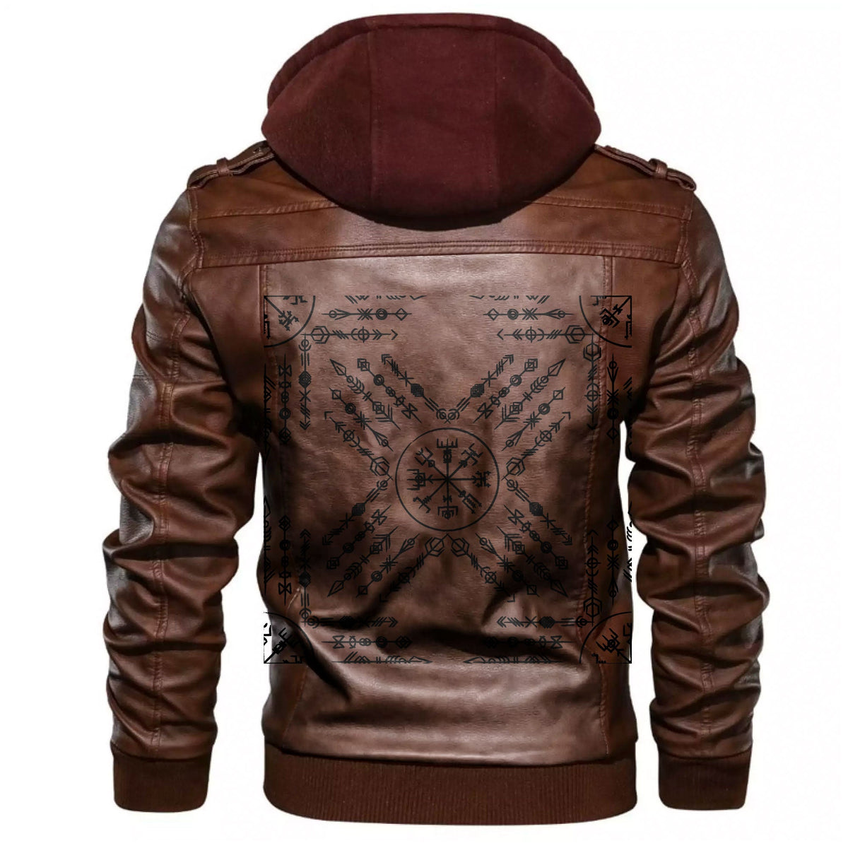 Viking Grunge Old Geometric Ancient Runic Leather Jacket RLT12 - Wonder Print Shop