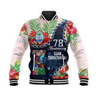 Guam Liberation Day Baseball Jacket Latte Stone Hibiscus Painting LT9 - Wonder Print Shop