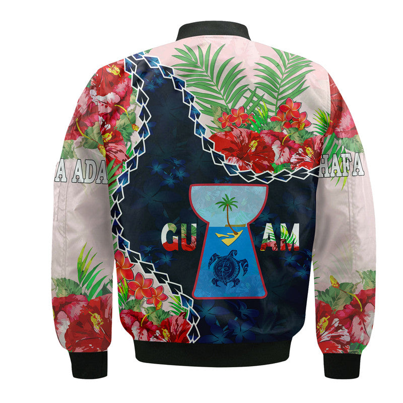 Guam Liberation Day Bomber Jacket Latte Stone Hibiscus Painting LT9 - Wonder Print Shop