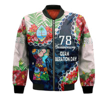 Guam Liberation Day Bomber Jacket Latte Stone Hibiscus Painting LT9 - Wonder Print Shop