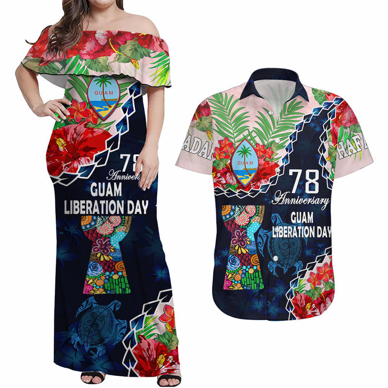 Guam Liberation Day Matching Hawaiian Shirt And Dress Latte Stone Hibiscus Painting LT9 - Wonder Print Shop