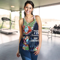 Guam Liberation Day Women Racerback Tank Latte Stone Hibiscus Painting - Wonder Print Shop
