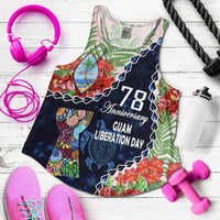 Guam Liberation Day Women Racerback Tank Latte Stone Hibiscus Painting - Wonder Print Shop