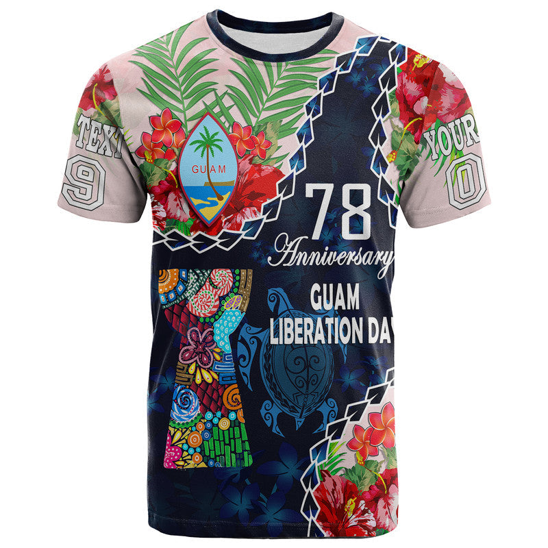 Custom Guam Liberation Day T Shirt Latte Stone Hibiscus Painting - Wonder Print Shop