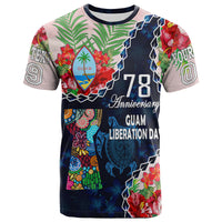 Custom Guam Liberation Day T Shirt Latte Stone Hibiscus Painting - Wonder Print Shop