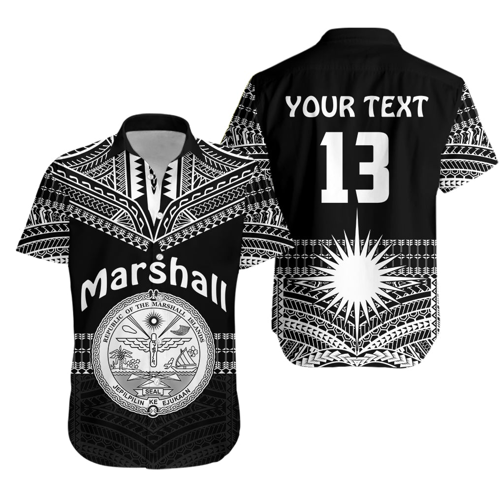(Custom Text and Number) Marshall Islands Hawaiian Shirt Best Tattoo Version Black LT13 - Wonder Print Shop