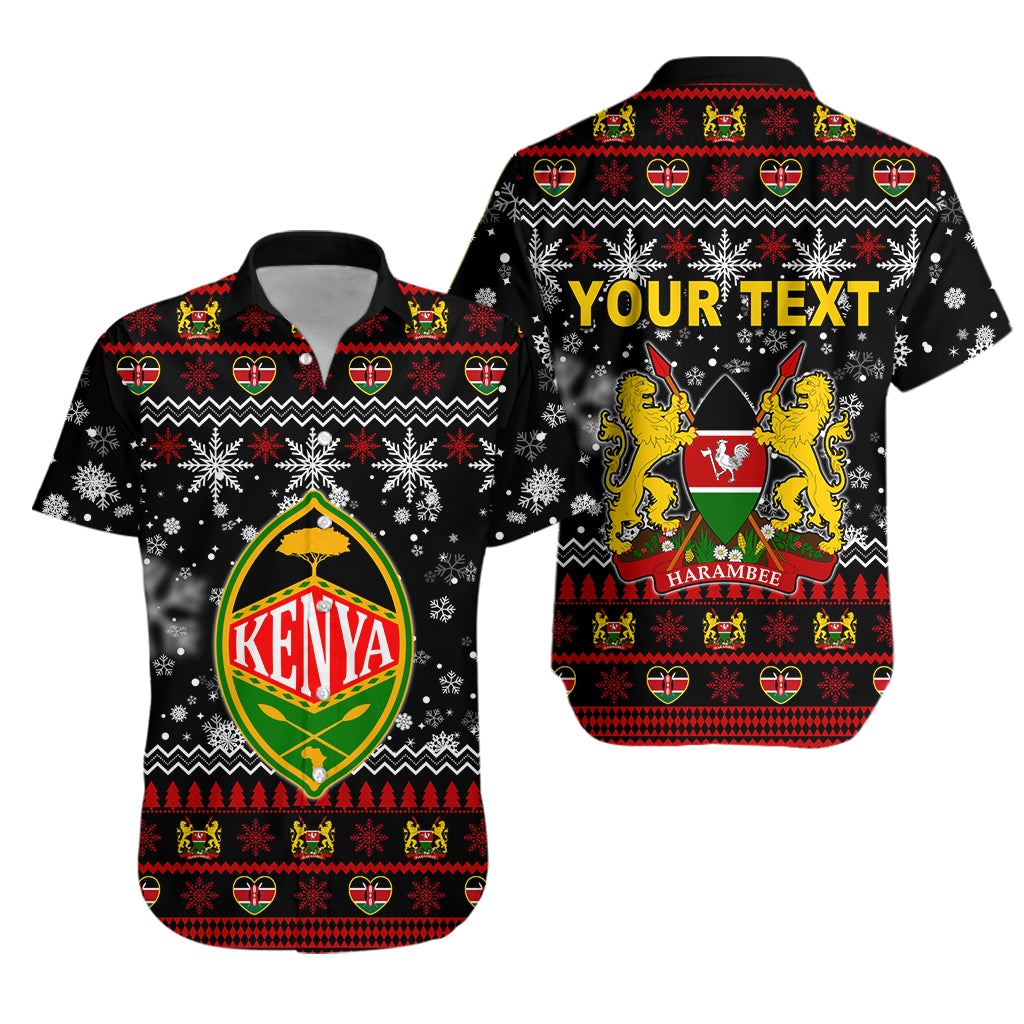 custom-personalised-kenya-christmas-hawaiian-shirt-shield-mix-african-pattern