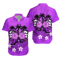 Hawaii Skull Matching Hawaiian Shirt And Dress Mysterious Polynesia and Purple Flowers LT13 - Wonder Print Shop