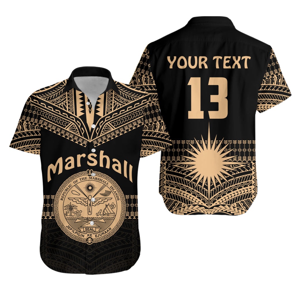 (Custom Text and Number) Marshall Islands Hawaiian Shirt Best Tattoo Version Golden LT13 - Wonder Print Shop