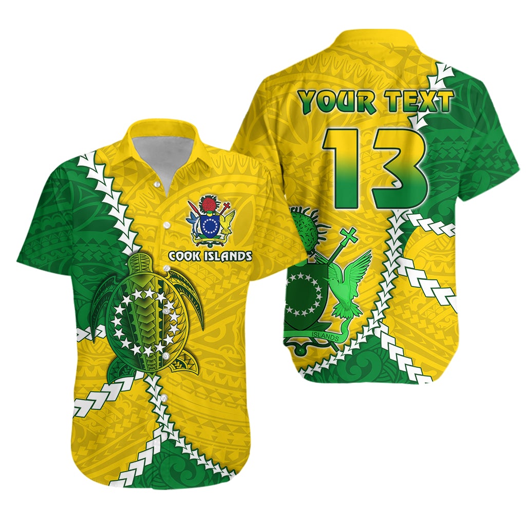 (Custom Personalised Text and Number) Cook Islands Rugby Hawaiian Shirt Polynesian Turtle LT13 - Wonder Print Shop