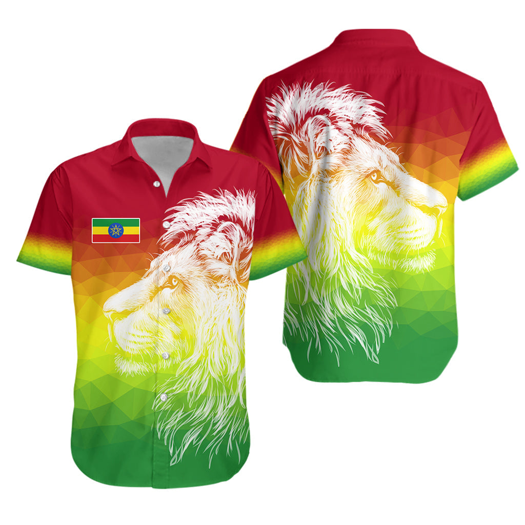 Ethiopia Hawaiian Shirt Lion Ethiopian Style Flag LT13 - Wonder Print Shop