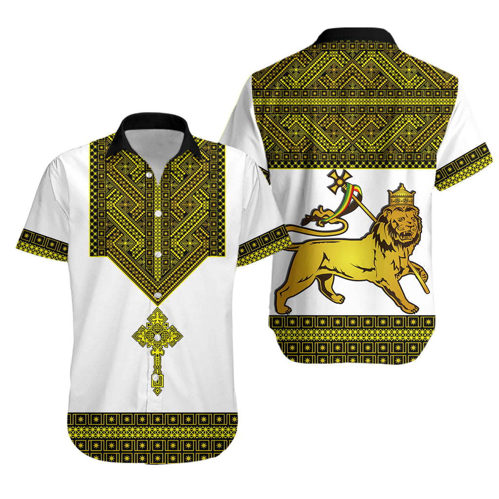 Ethiopia Tibeb Hawaiian Shirt Royal Ethiopian Cross LT13 - Wonder Print Shop