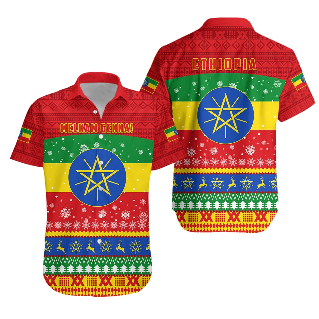 Ethiopia Hawaiian Shirt Merry Christmas Mix African Pattern LT13 - Wonder Print Shop
