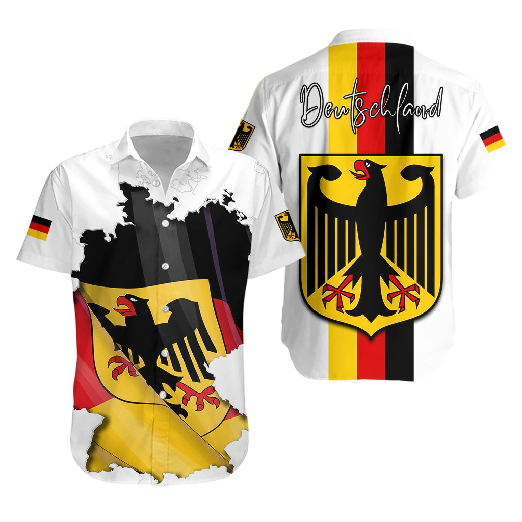 Germany Hawaian Shirt Grunge Deutschland Map and Coat Of Arms LT13 - Wonder Print Shop