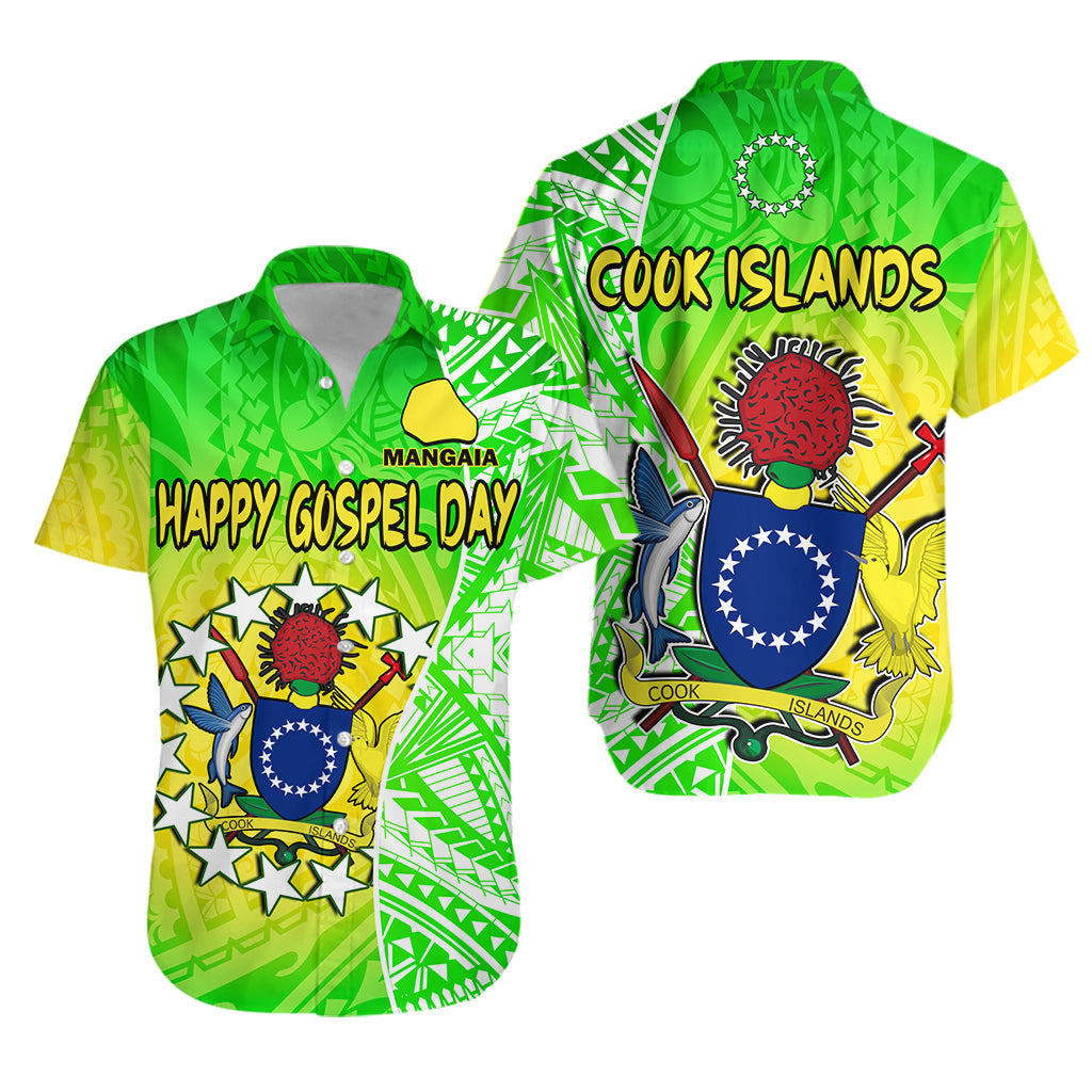 Happy Mangaia Gospel Day Matching Hawaiian Shirt And Dress Cook Islands Coat of Arms Polynesian Pattern - Wonder Print Shop