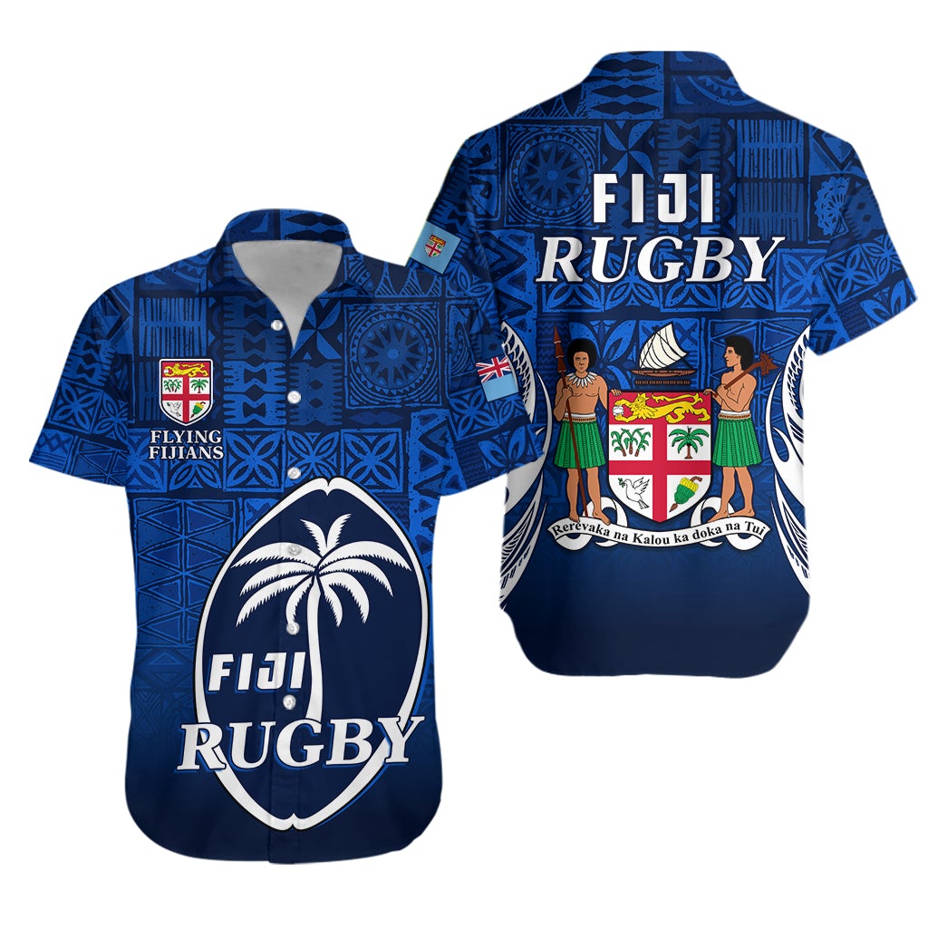Fiji Rugby Hawaiian Shirt Flying Fijians Blue Tapa Pattern LT13 - Wonder Print Shop