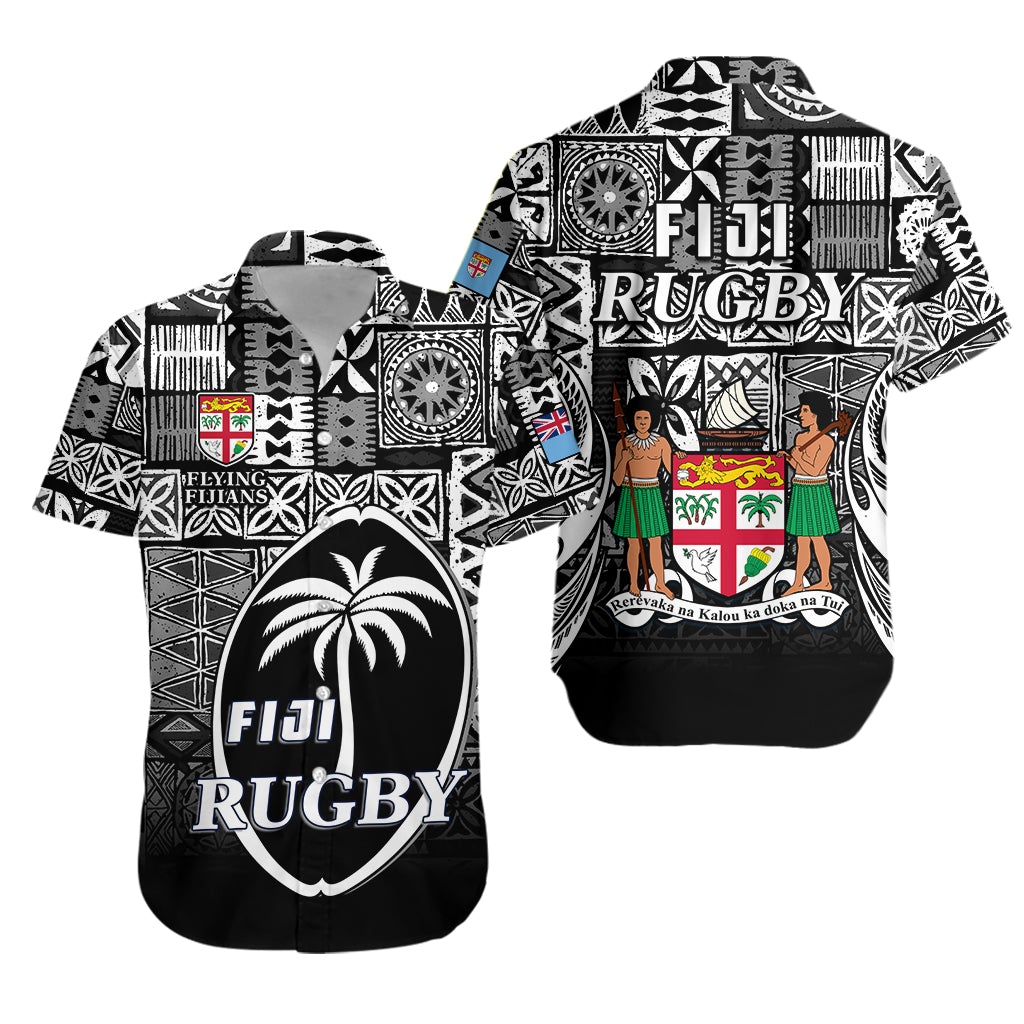 Fiji Rugby Hawaiian Shirt Flying Fijians Black Tapa Pattern LT13 - Wonder Print Shop