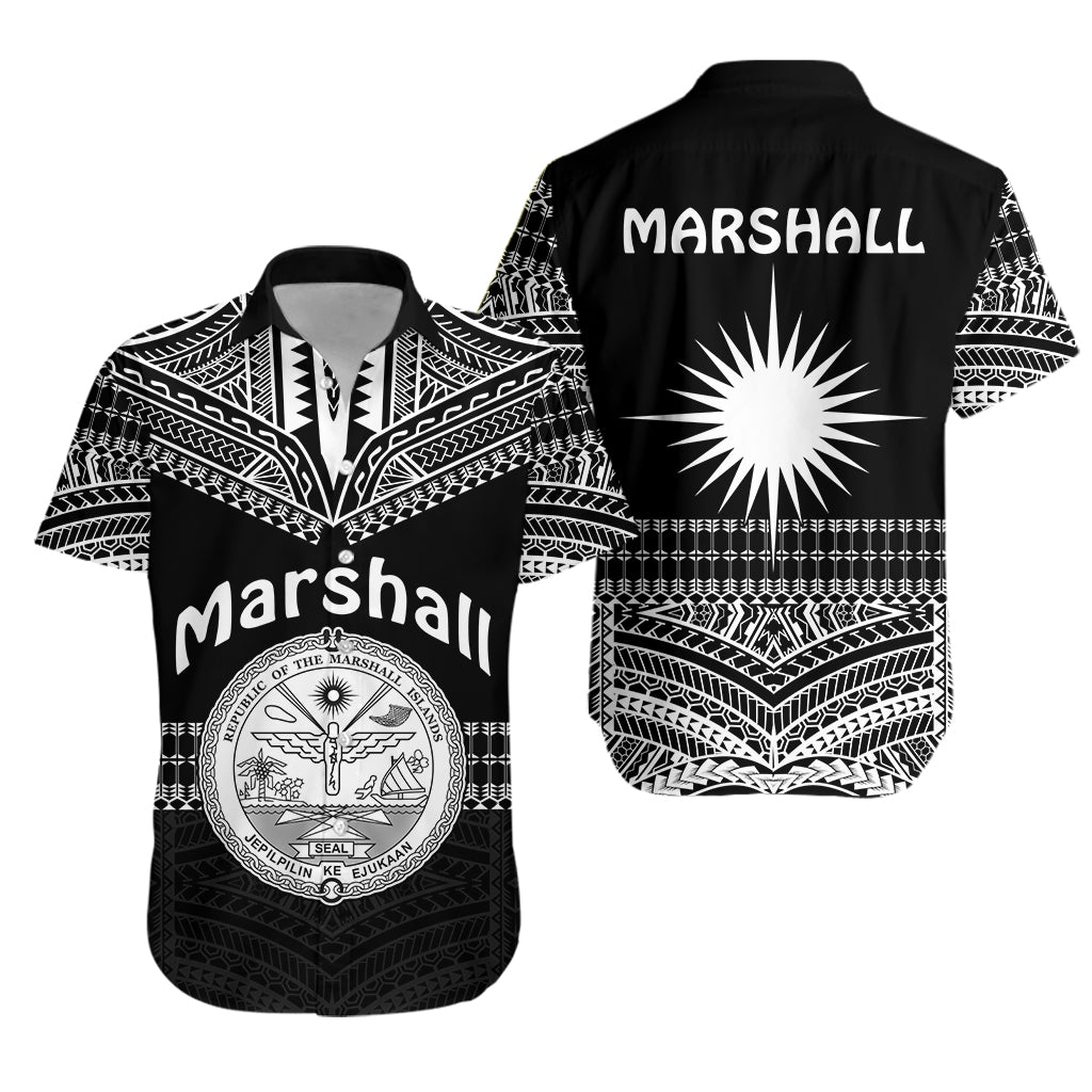 Marshall Islands Hawaiian Shirt Best Tattoo Version Black LT13 - Wonder Print Shop