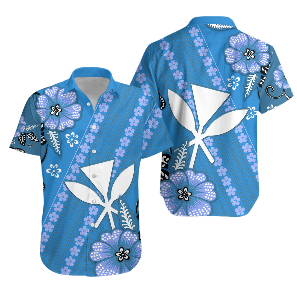 Hawaii Matching Hawaiian Shirt And Dress Kakau Tribal Blue Batik Floral Ver.01 LT13 - Wonder Print Shop