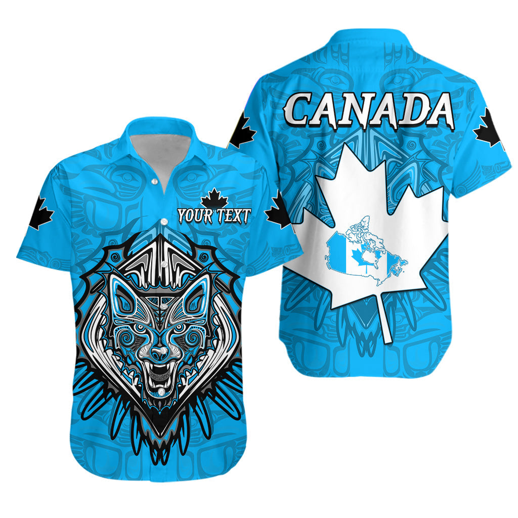 custom-personalised-canada-maple-leaf-hawaiian-shirt-blue-haida-wolf