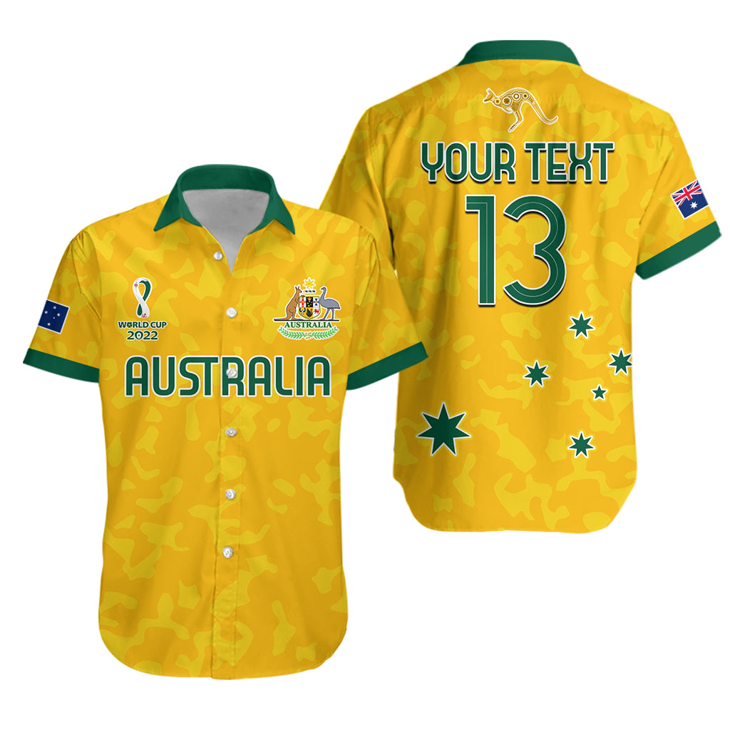 (Custom Text and Number) Australia Soccer Hawaiian Shirt World Cup Football 2022 Socceroos with Kangaroos LT13 - Wonder Print Shop