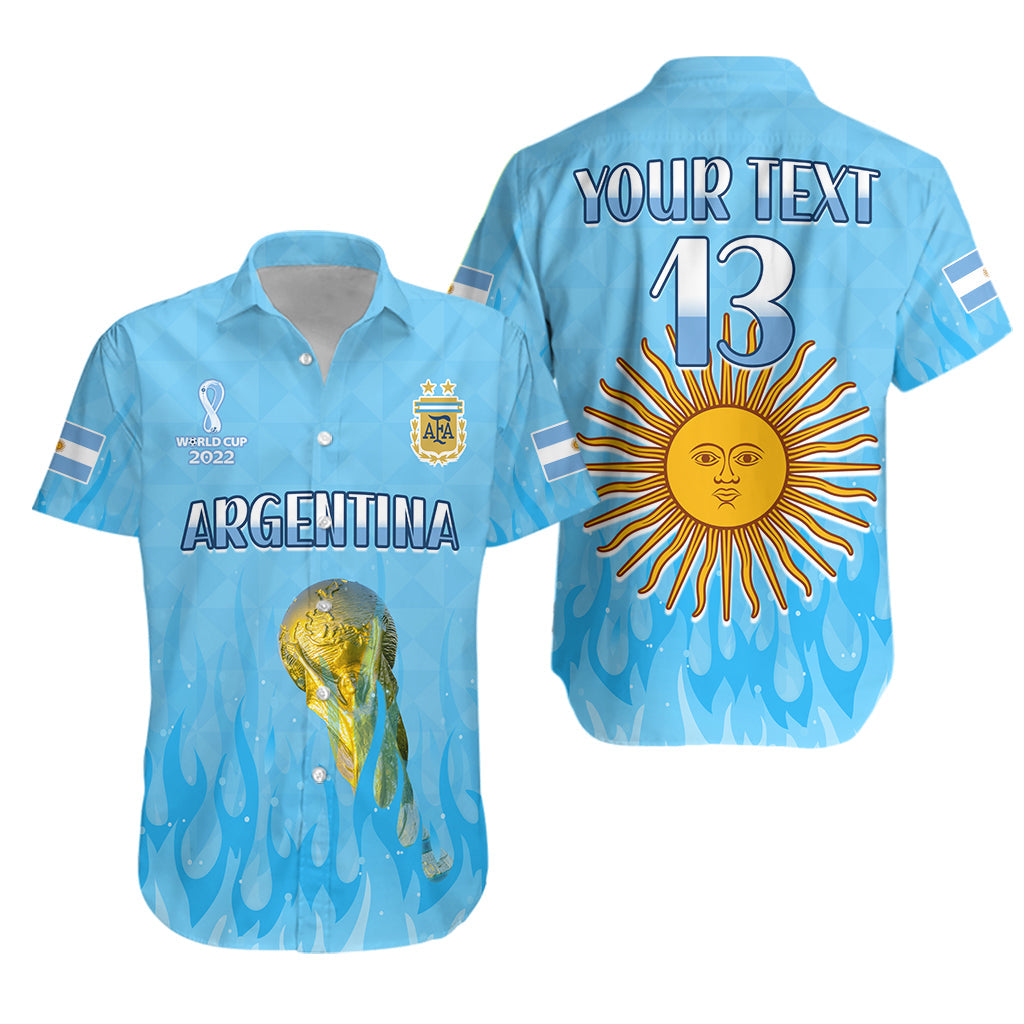 (Custom Text and Number) Argentina Football Hawaiian Shirt Vamos Sky Champions World Cup Fire LT13 - Wonder Print Shop