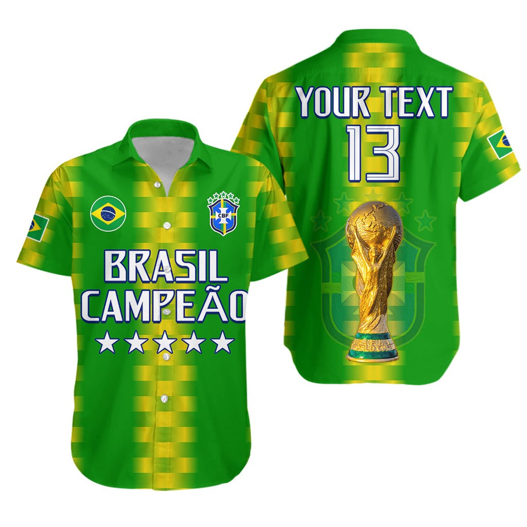(Custom Text and Number) Brazil Football Champions Hawaiian Shirt Proud Selecao LT13 - Wonder Print Shop