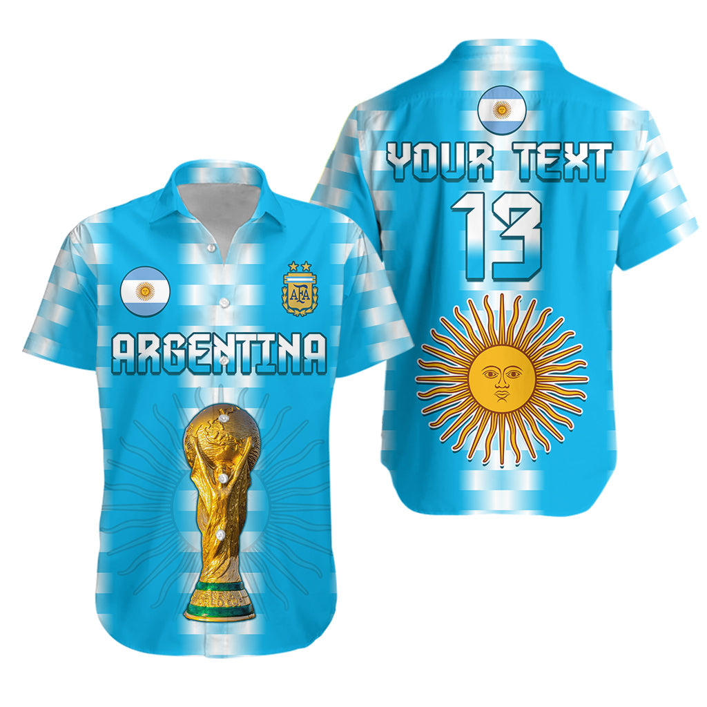 (Custom Text and Number) Argentina Football Champions Hawaiian Shirt La Albiceleste GOAT LT13 - Wonder Print Shop