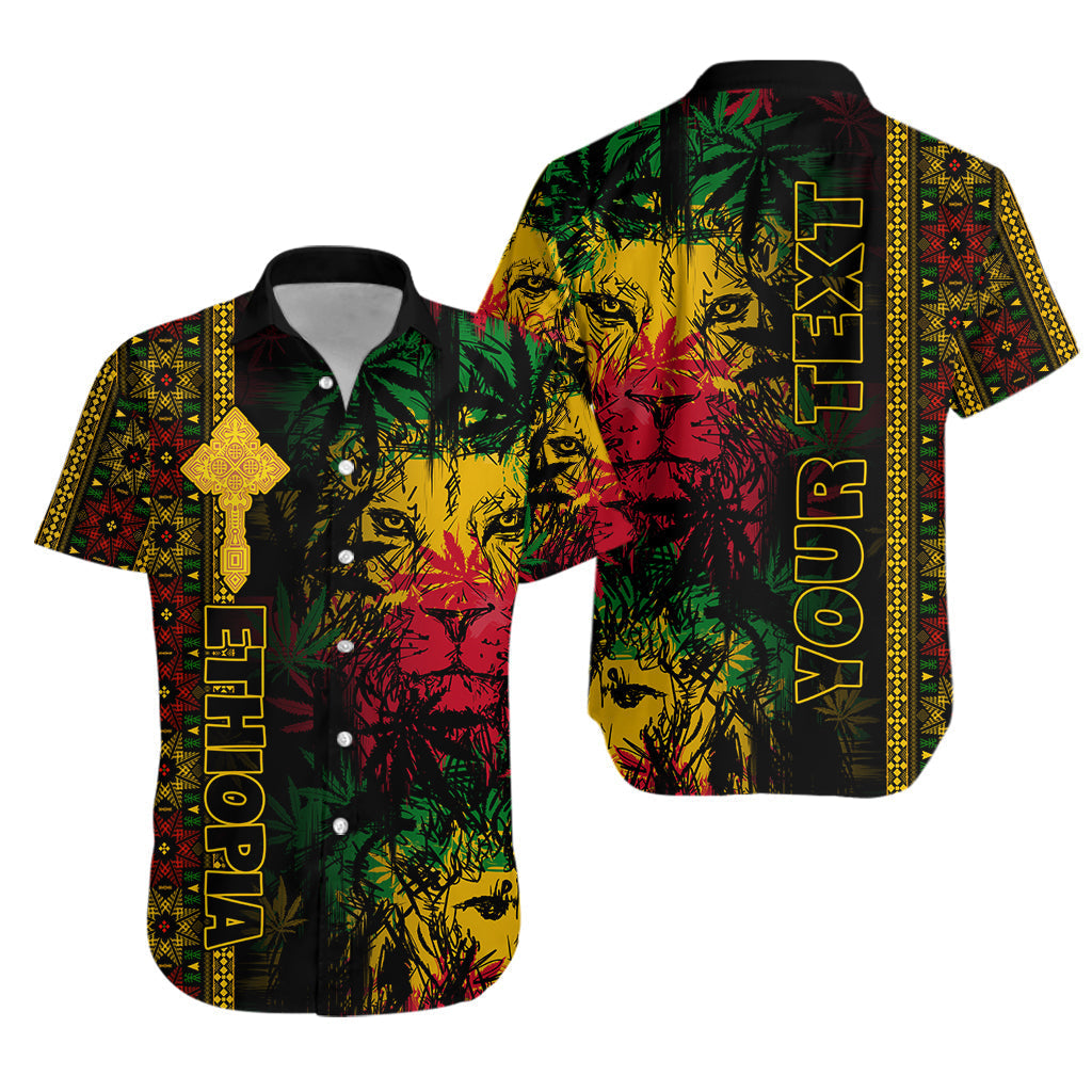 (Custom Personalised) Ethiopia Lion Reggae Hawaiian Shirt Ethiopian Cross LT13 - Wonder Print Shop