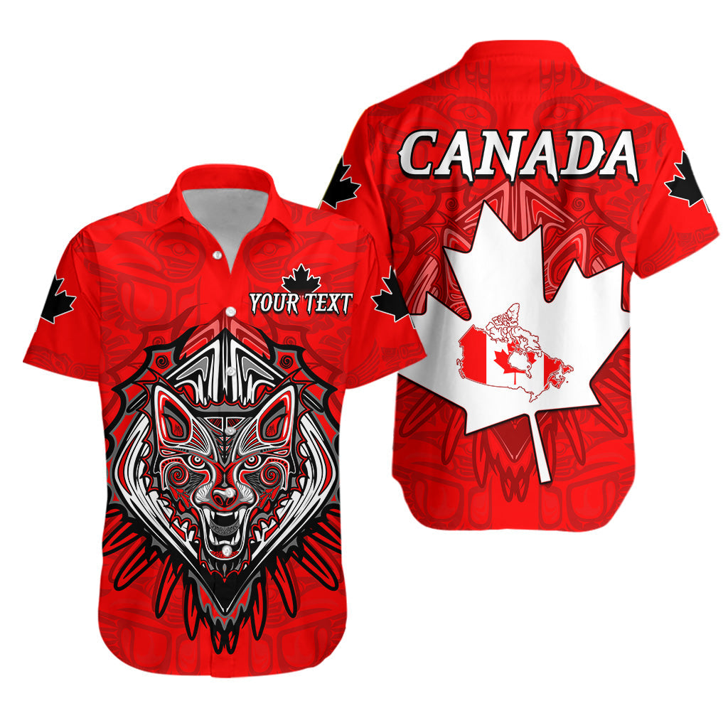 (Custom Personalised) Canada Maple Leaf Hawaiian Shirt Red Haida Wolf LT13 - Wonder Print Shop