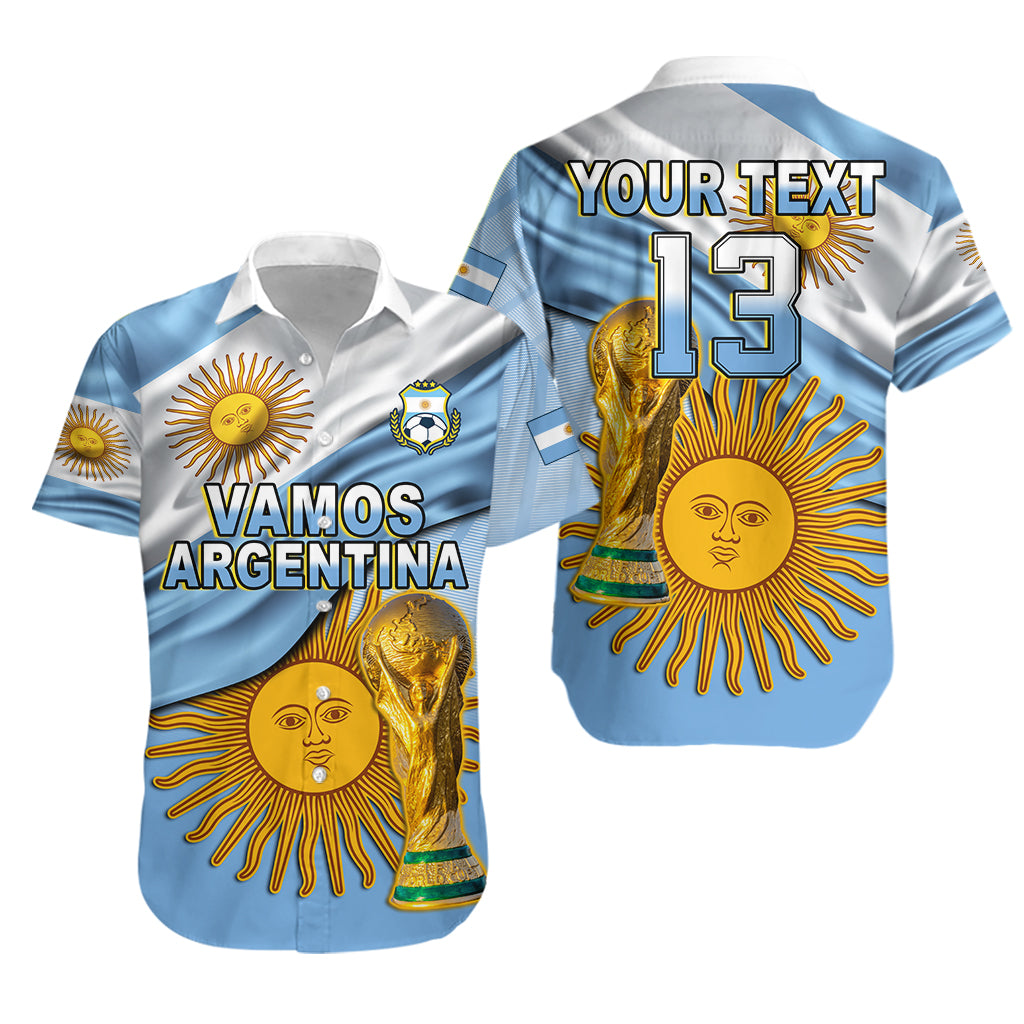 (Custom Text and Number) Argentina Football Hawaiian Shirt Vamos La Albiceleste Champions World Cup Vibe Flag LT13 - Wonder Print Shop