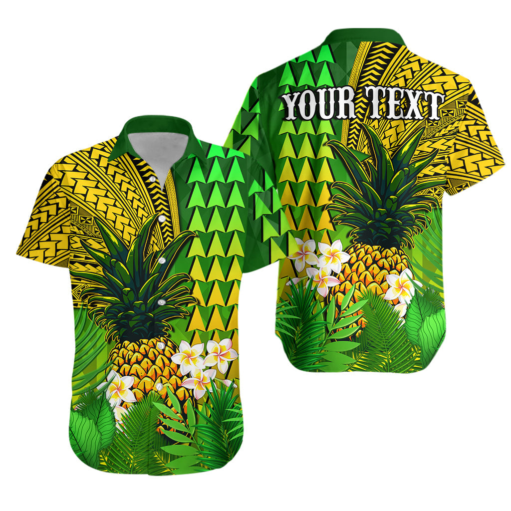 (Custom Personalised) Hawaii Pineapple Hawaiian Shirt Plumeria Frangipani Mix Tribal Pattern LT13 - Wonder Print Shop