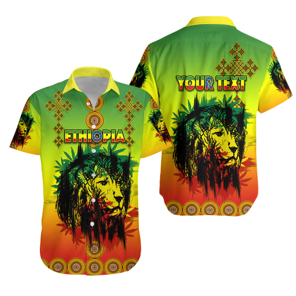 (Custom Personalised) Ethiopia Hawaiian Shirt Cross Mix Lion Colorful Style - Wonder Print Shop