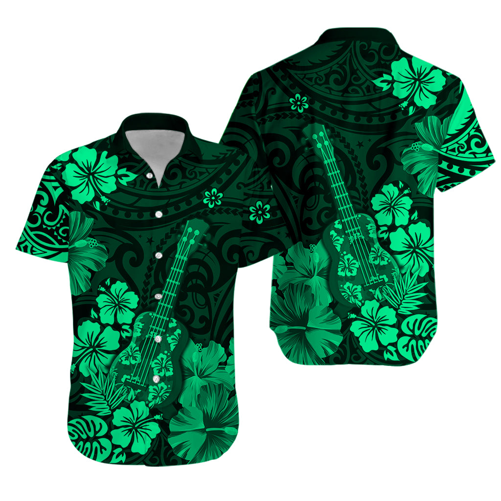 Hawaii Matching Hawaiian Shirt And Dress Polynesia Green Ukulele Flowers LT13 - Wonder Print Shop