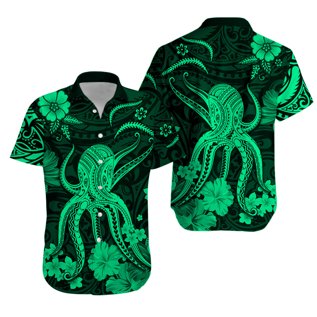 Hawaii Matching Hawaiian Shirt And Dress Polynesia Green Octopus LT13 - Wonder Print Shop