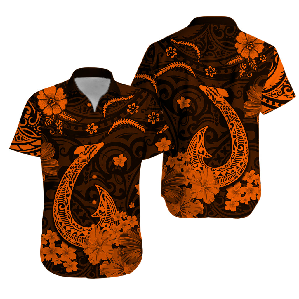 Hawaii Matching Hawaiian Shirt And Dress Polynesia Orange Fish Hook LT13 - Wonder Print Shop