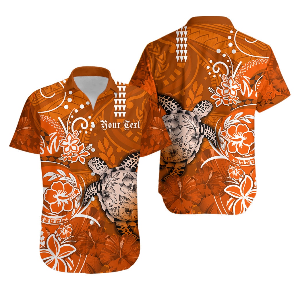 Custom Personalised Hawaii Hawaiian Shirt Polynesia Orange Sea Turtle Honu and Hibiscus LT13 - Wonder Print Shop