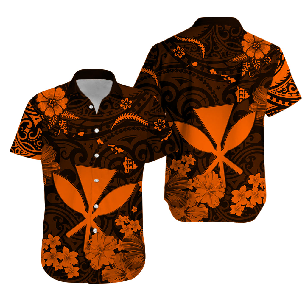 Hawaii Matching Hawaiian Shirt And Dress Polynesia Orange Kanaka Maoli LT13 - Wonder Print Shop