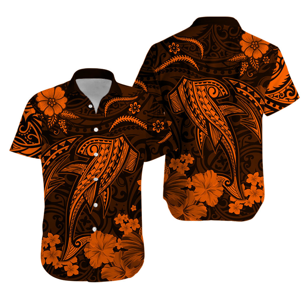 Hawaii Hawaiian Shirt Polynesia Orange Shark LT13 - Wonder Print Shop