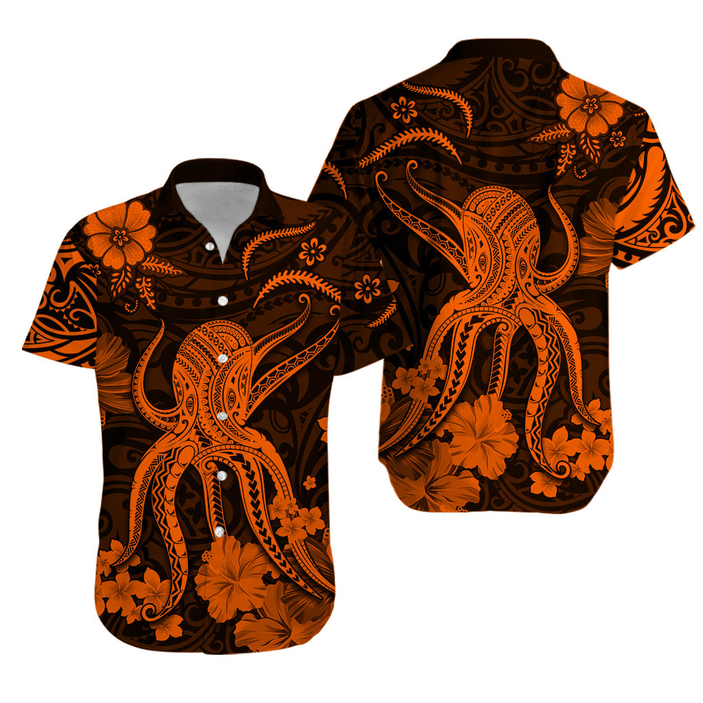 Hawaii Matching Hawaiian Shirt And Dress Polynesia Orange Octopus LT13 - Wonder Print Shop