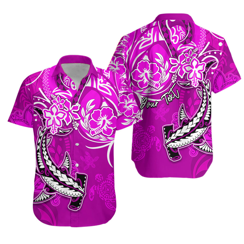 Custom Personalised Hawaii Hawaiian Shirt Polynesia Pink Sea Turtle Honu and Hammerhead Shark LT13 - Wonder Print Shop