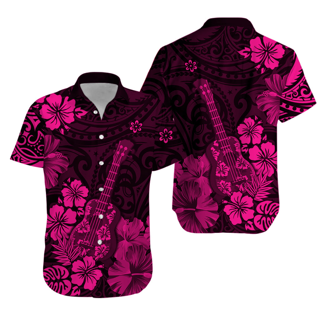 Hawaii Matching Hawaiian Shirt And Dress Polynesia Pink Ukulele Flowers LT13 - Wonder Print Shop