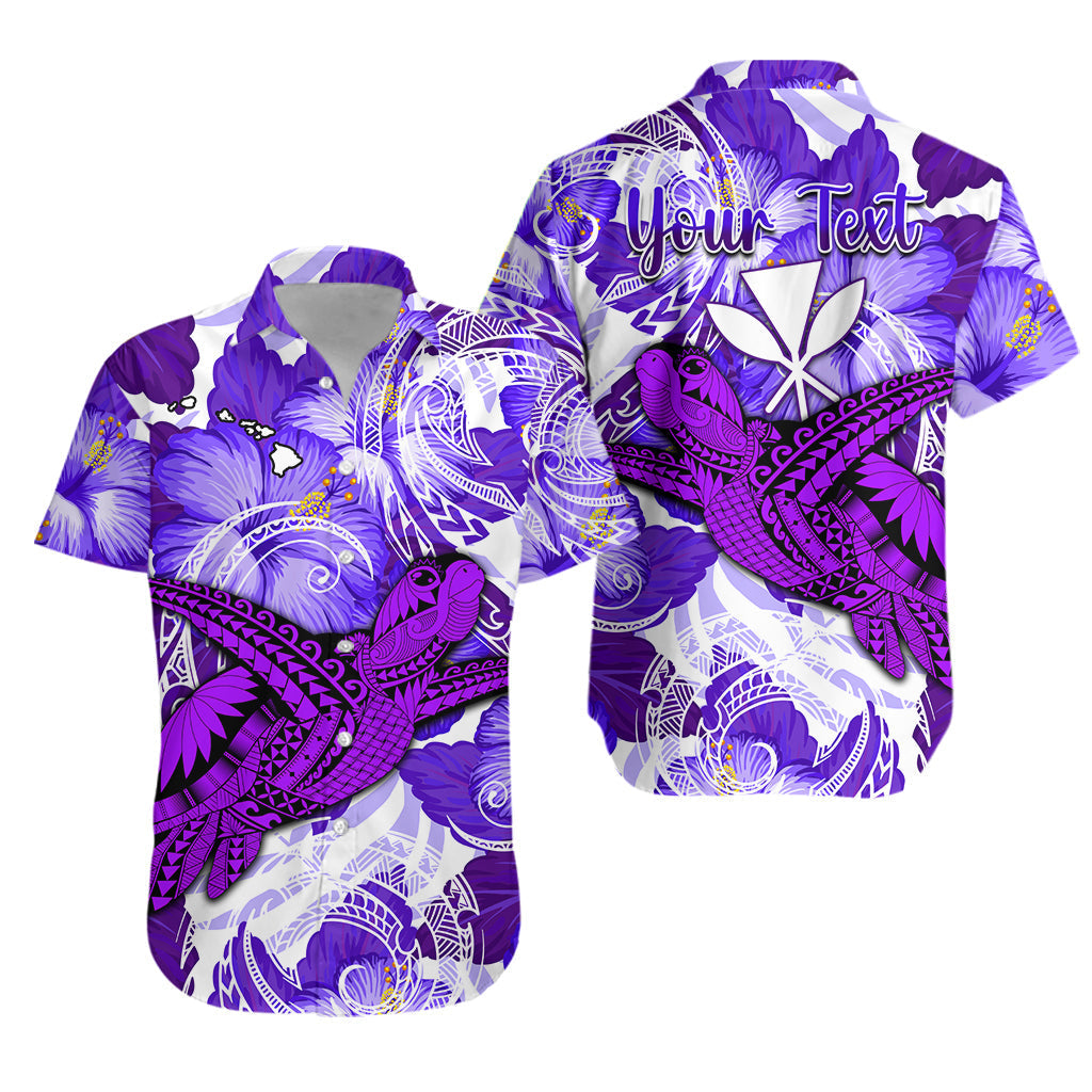 Custom Personalised Hawaii Hawaiian Shirt Purple Polynesian Turtle and Hibiscus LT13 - Wonder Print Shop