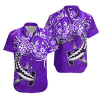 Personalised Hawaii Matching Hawaiian Shirt And Dress Polynesia Purple Sea Turtle Honu and Hammerhead Shark LT13 - Wonder Print Shop
