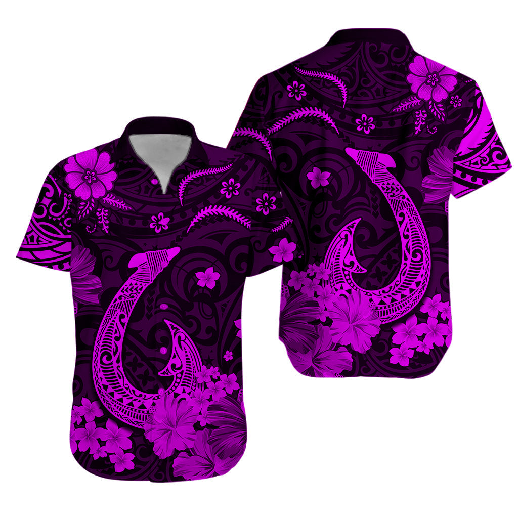 Hawaii Matching Hawaiian Shirt And Dress Polynesia Purple Fish Hook LT13 - Wonder Print Shop