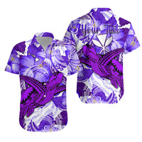 Personalised Hawaii Matching Hawaiian Shirt And Dress Purple Polynesian Turtle and Hibiscus LT13 - Wonder Print Shop