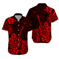 Hawaii Matching Hawaiian Shirt And Dress Polynesia Red Ukulele Flowers LT13 - Wonder Print Shop