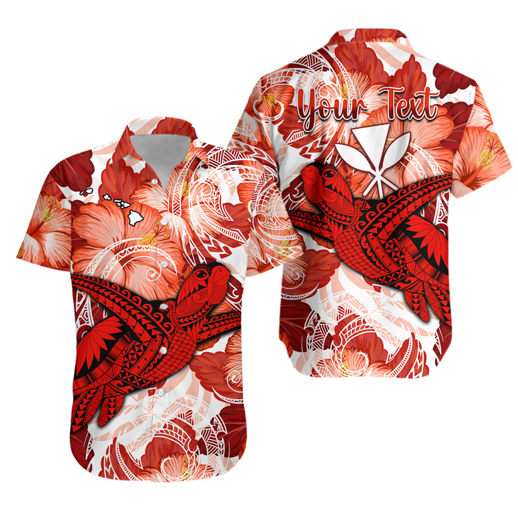 Personalised Hawaii Matching Hawaiian Shirt And Dress Red Polynesian Turtle and Hibiscus LT13 - Wonder Print Shop